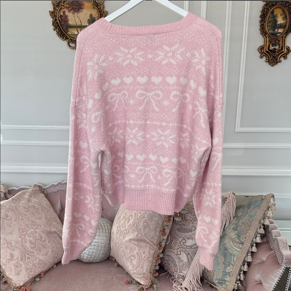 NWOT Pink Rose Pastel Pink Patterned Sweatshirt Size xl - Picture 5 of 12